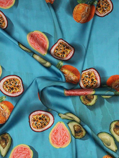 Tropical Desenler  ( 009 ) Dijital Baskılı Çift En Kumaş 150 cm SATEN ORGANZE - Kırmızı