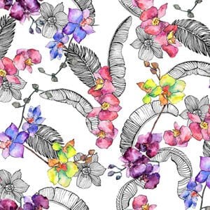 Çiçek Desen (3355) Dijital Baskılı Çift En Kumaş 150 cm