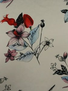 Çiçek Desen  ( 1091 ) Dijital Baskılı Çift En Kumaş 150 cm