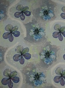 Çiçek Desen  ( 016 ) Dijital Baskılı Çift En Kumaş 150 cm SATEN ORGANZE - Mavi